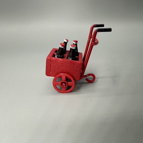 Coca Cola Bottles Hand Truck Push Cart Dollhouse Miniature Cart 2”x1.25” - Picture 3 of 8